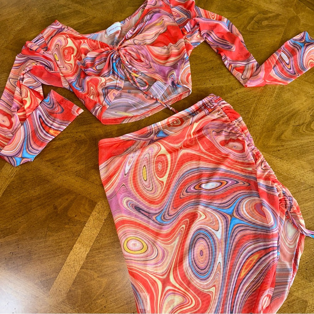 Vibrant Swirl Pattern Swim Cover Up